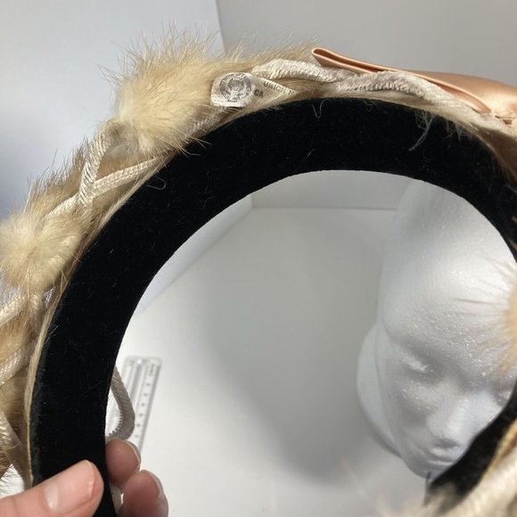 Vintage Lenore Marshall Blond Fur Open Crown Womans Hat 1950s - Picture 5 of 13